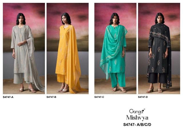 Ganga mishvya 4747 embroidery dress materials wholesale